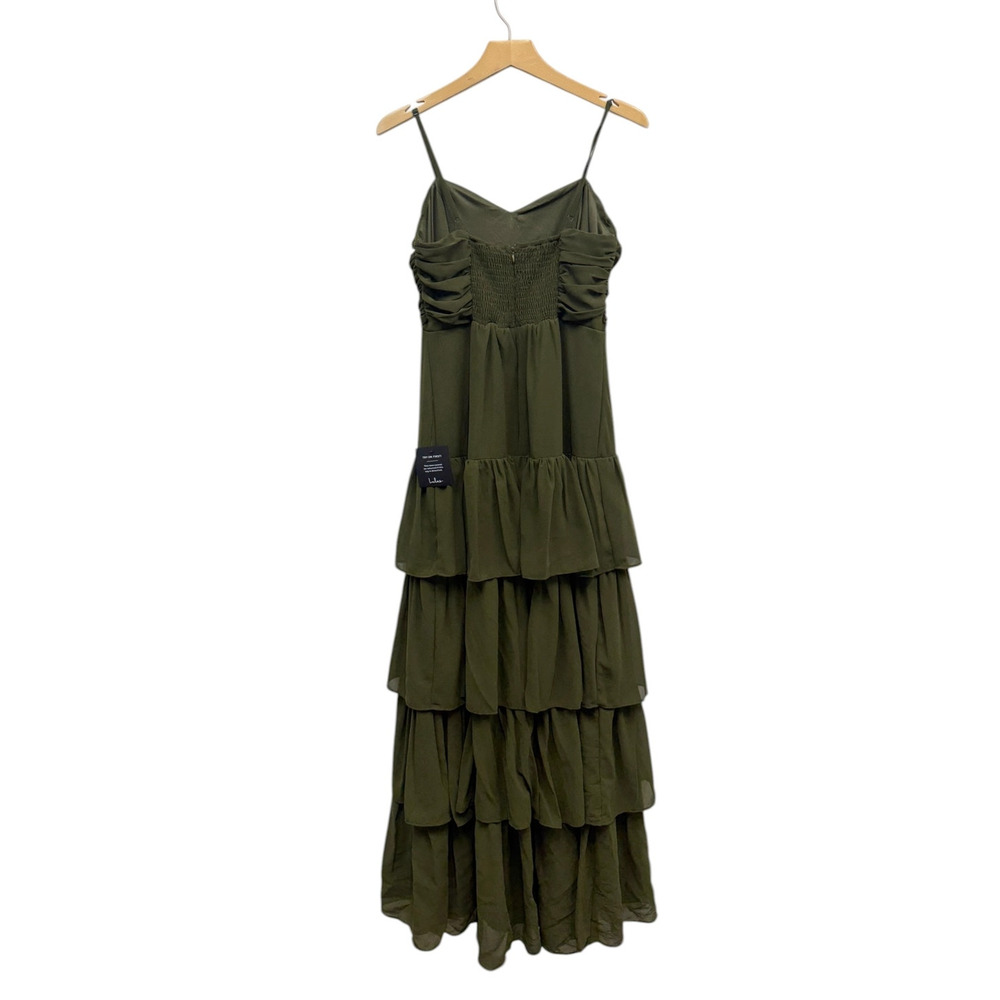 Lulus Gorgeous Influence Olive Green Tiered Maxi Dress size Medium NWT - Picture 4 of 6